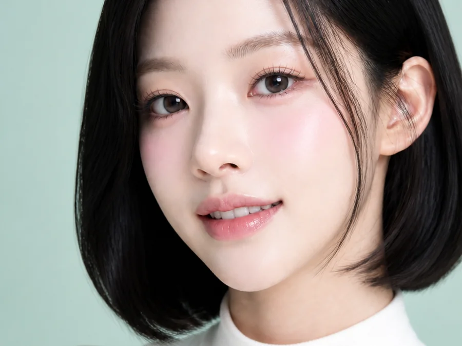 Model with clear, healthy skin — treatment visual at Wells Clinic, Seoul